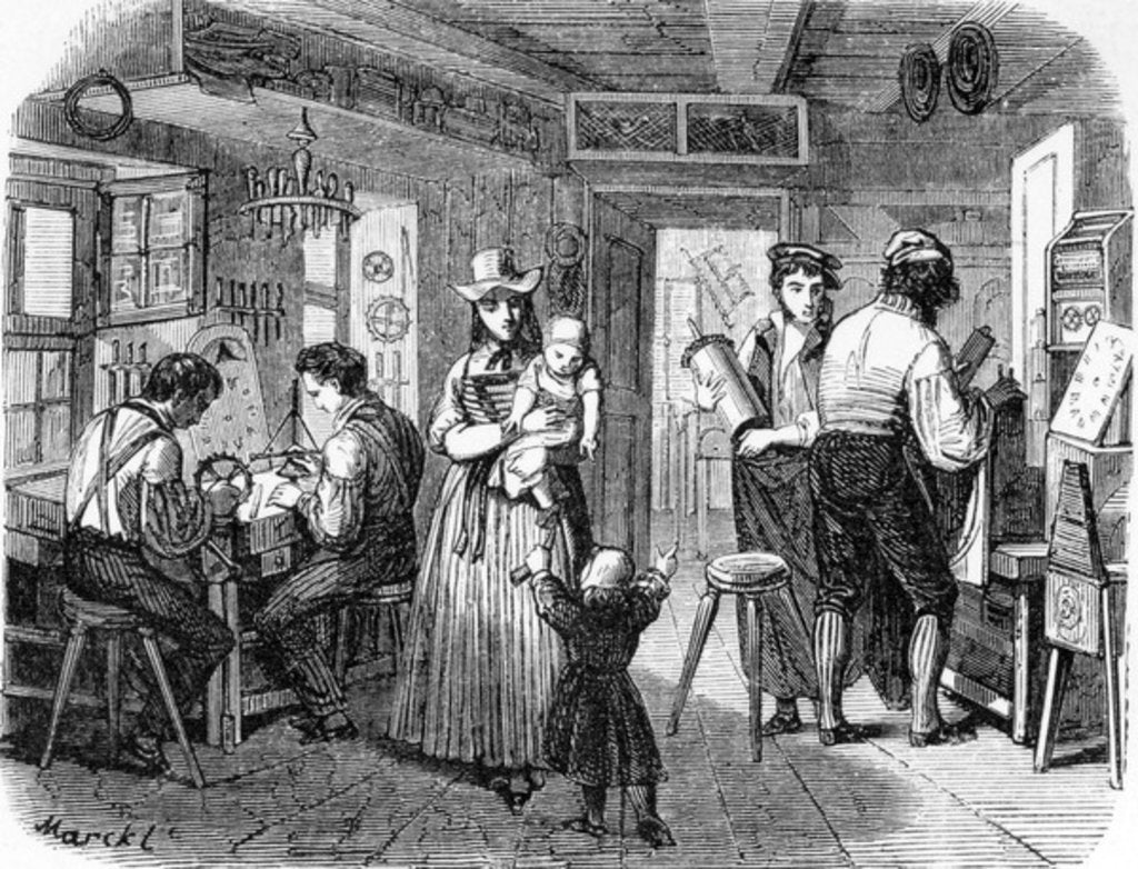 Detail of Clockmakers of the Black Forest by Louis Marckl