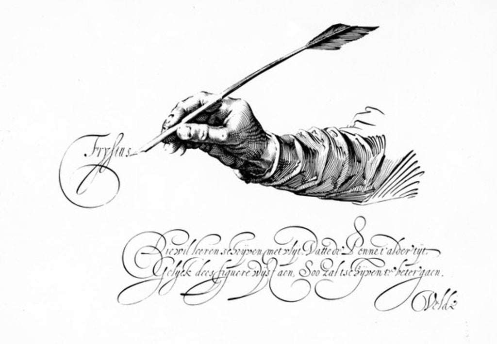 Detail of Illustration from 'Mirror of the Art of Writing' by Jan van den Velde, published 1609 by Dutch School