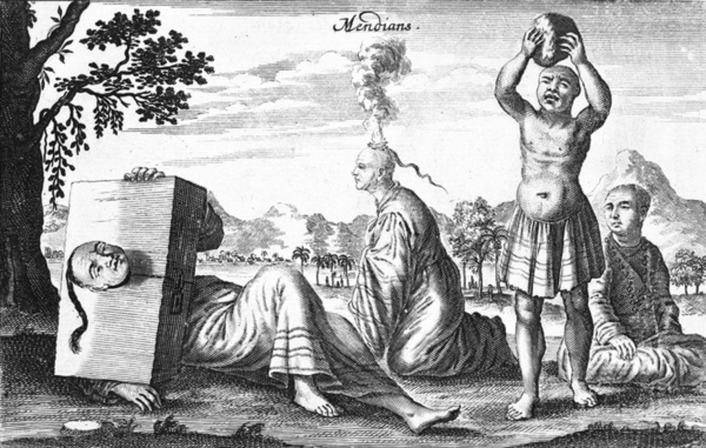 Detail of Chinese Mendians performing self-inflicting acts, 1664 by French School