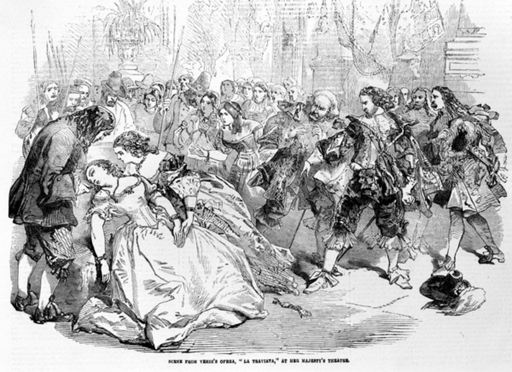 Detail of Scene from Verdi's Opera 'La Triviata' at Her Majesty's Theatre, 1856 by English School