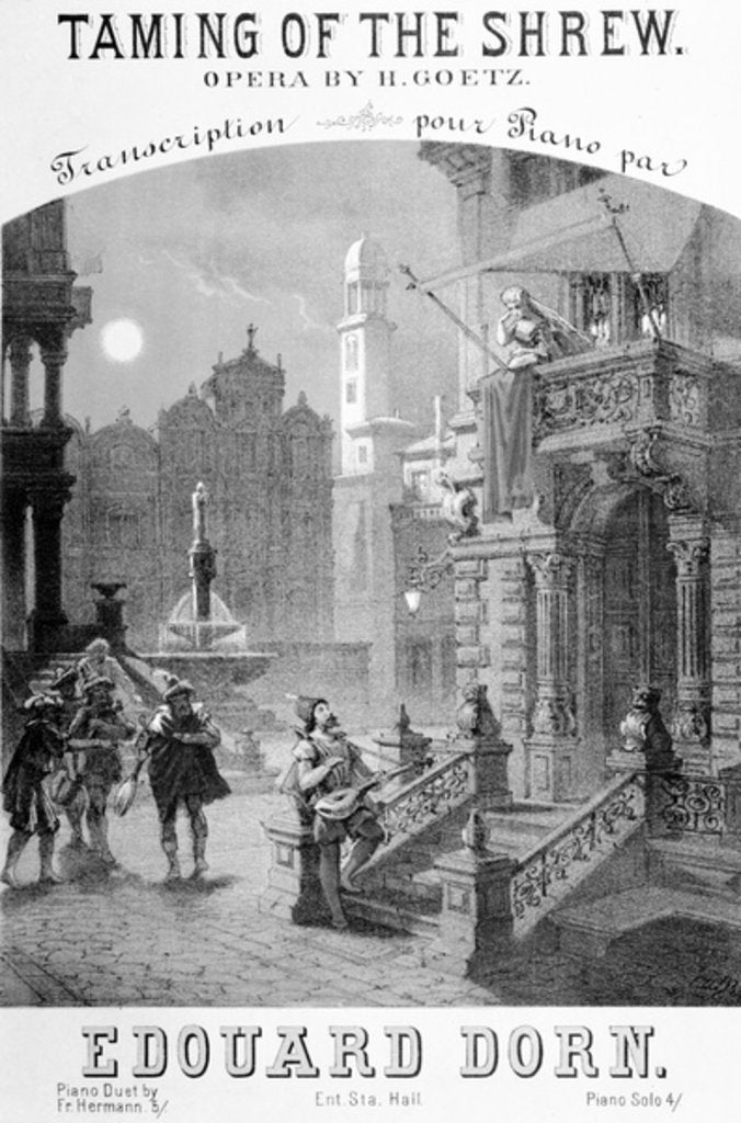 Detail of Advertisement for the Taming of the Shrew by Goetz, 1878 by French School