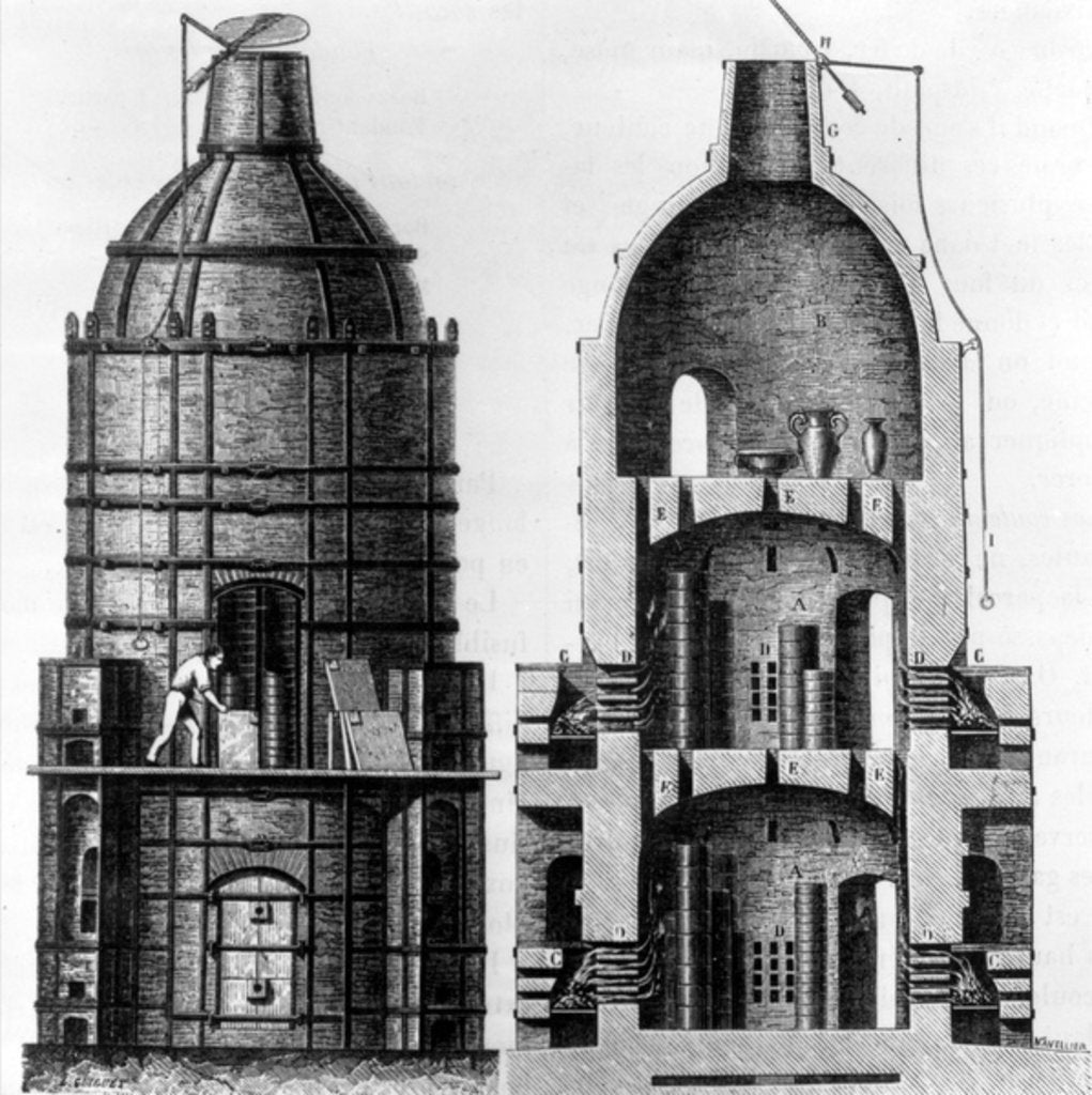 Detail of Kiln for baking Sevres porcelain, 1882 by French School
