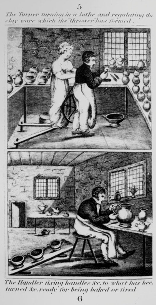 Detail of The Turner turning the lathe, 1827 by English School