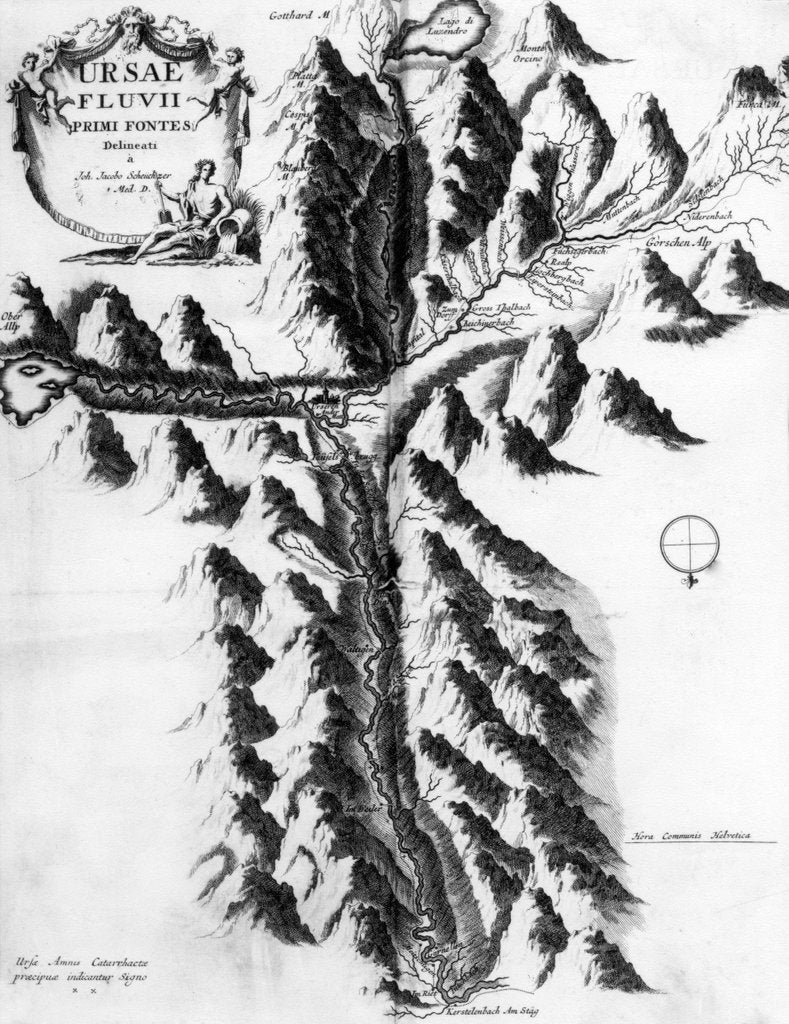 Detail of Ursae Fluvii primi fontes delineati, c.1721 by Johann Jakob Scheuchzer
