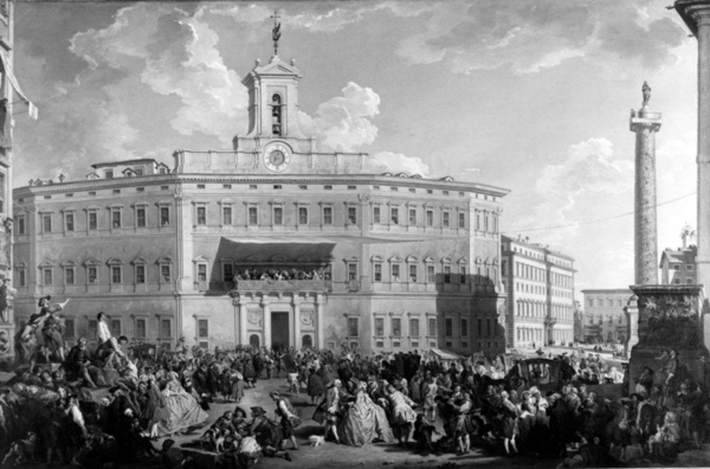 Detail of The Lottery in Piazza Montecitorio, by Paolo Panini, 18th Century by Italian School
