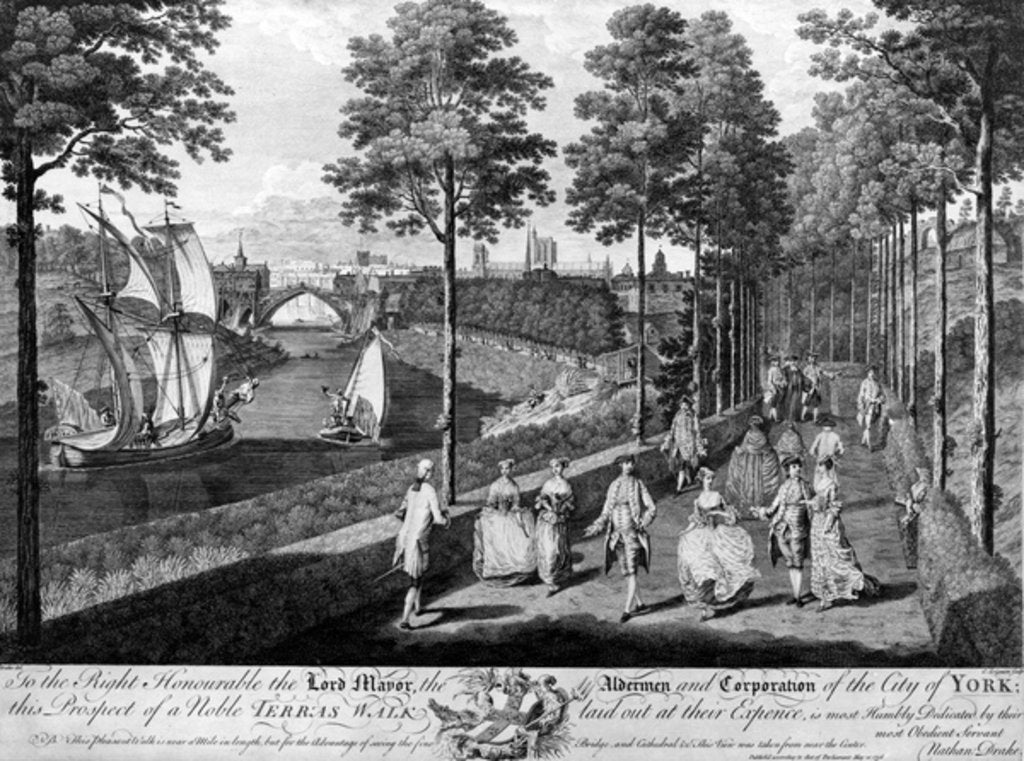 Detail of The City of York, a Noble Terrace Walk, print made by Charles Grignon, 1756 by English School