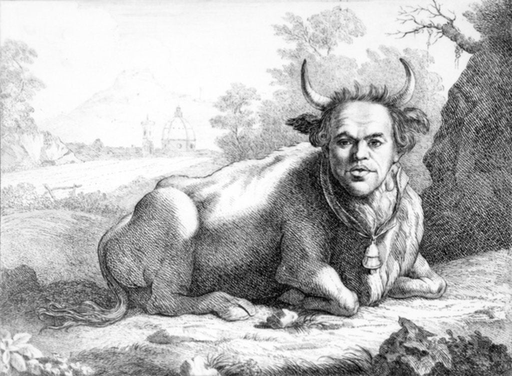 Detail of Self portrait caricature from 25 Caricatures, 1768-9 by Thomas Patch