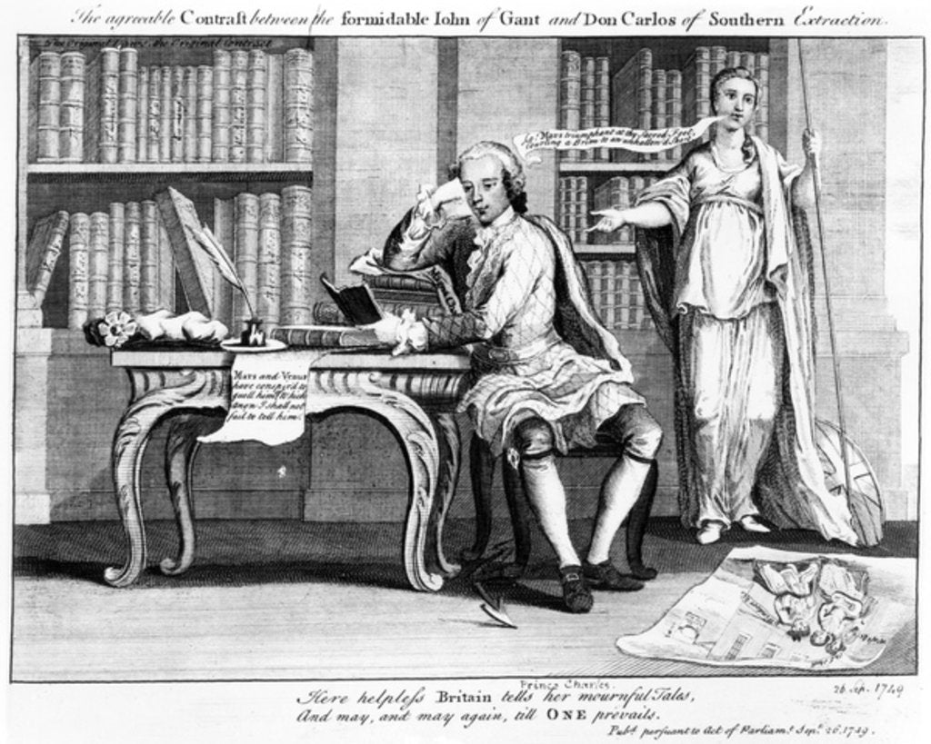 Detail of The Agreeable contrast between the formidable John of Gant and Don Carlos of Southern Extraction, 1749 by English School