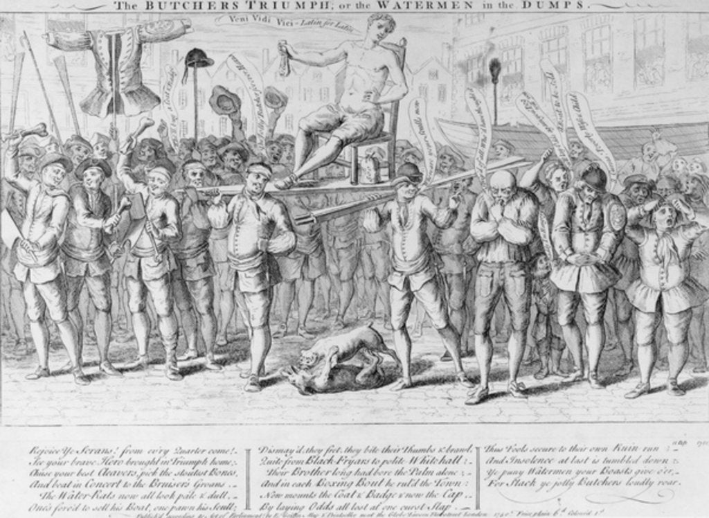 Detail of The Butchers Triumph, or Waterman in the Dumps, 1750 by English School