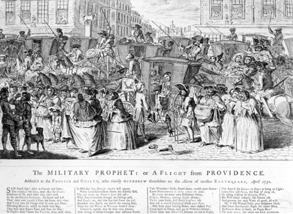Detail of The Military Prophet, or a Flight from Providence, 1750 by English School