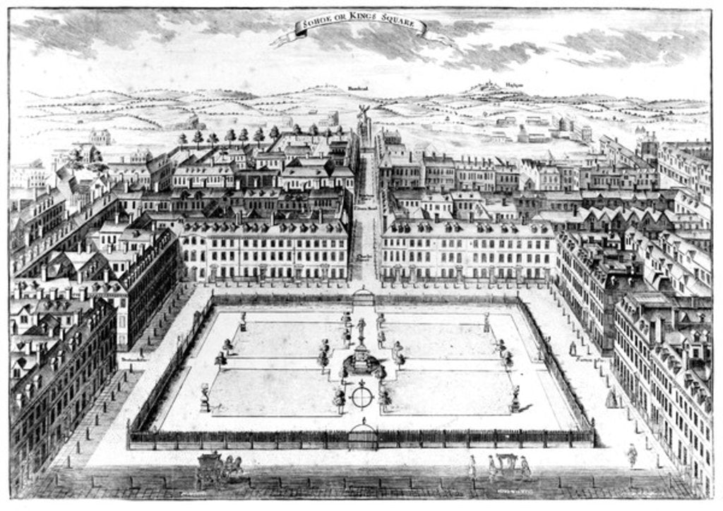 Detail of Sohoe or King's Square, 1754 by Sutton Nicholls