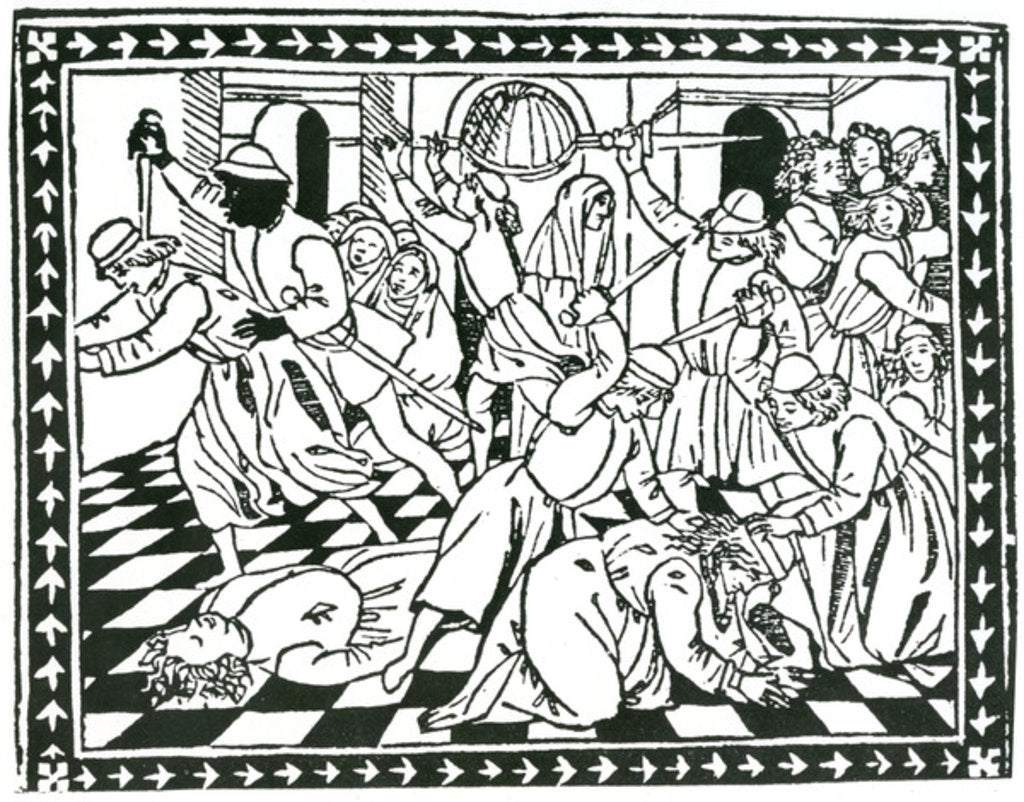 Detail of Title page, taken from 'Lamento del Duca Galeazzo Sforza' by Giovanni Andrea de Lampugno, 1476 by Italian School