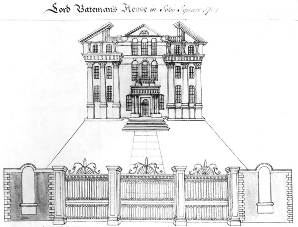 Detail of Lord Bateman's House in Soho Square, 1764 by Haynes King