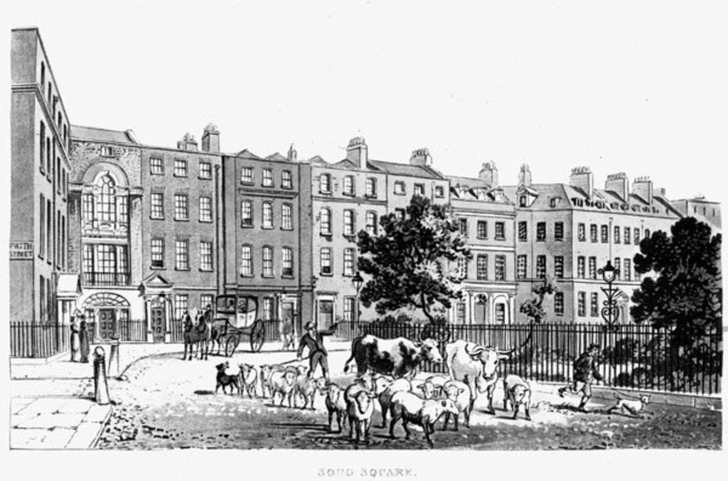Detail of South West Corner of Soho Square, 1816 by English School