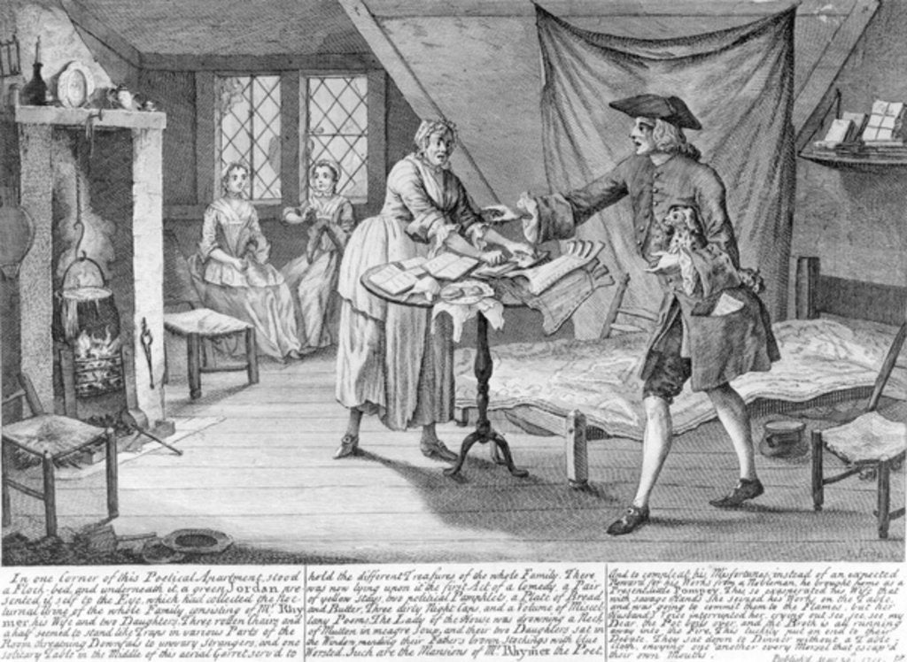 Detail of A description of the miseries of a garreteer poet, 1751 by John June