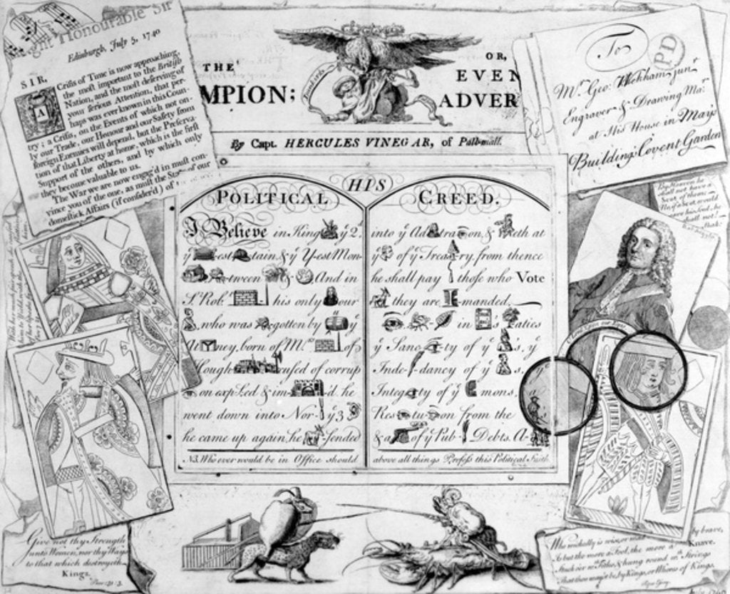 Detail of The Champion, or Evening Advertiser by Capt. Hercules Vinegar of Pall Mall, 1744 by George Bickham