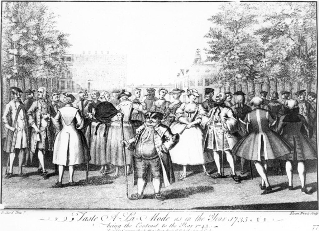 Detail of Taste A-La-Mode as in the year 1735 being the contrast to the year 1745 by Louis Philippe (after) Boitard