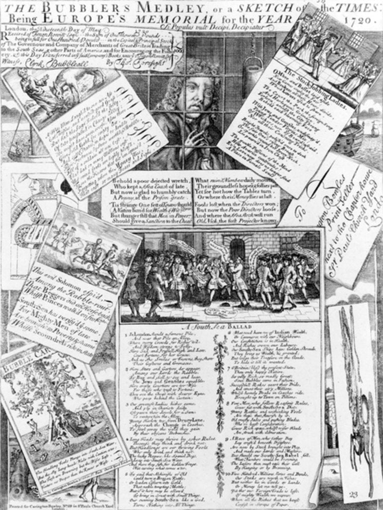 Detail of The Bubbler's Medley, or a Sketch of the Times: Being Europe's Memorial for the Year 1720 by Carington Bowles