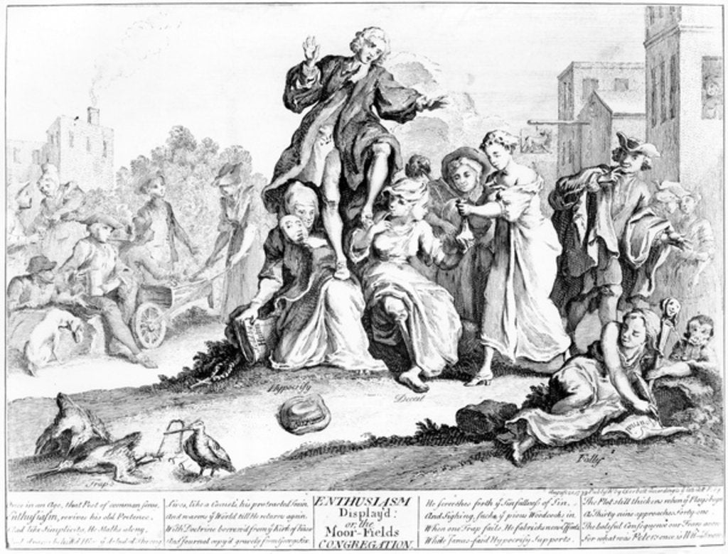 Detail of Enthusiasm display'd, or Moor Fields Congregation, 1739 by English School