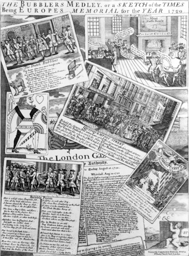 Detail of The Bubblers Medley, or a sketch of the Times being Europe memorial for the year 1720, circa 1720 by English School