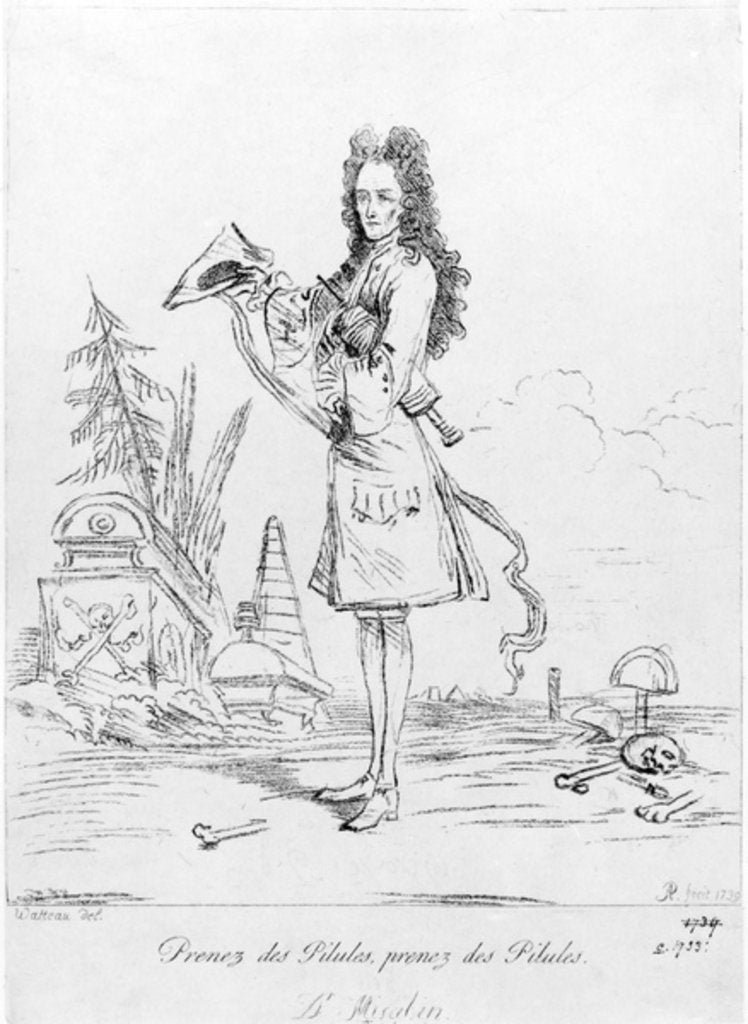 Detail of Prenez des pilules, prenez des pilules - Dr. Misabin, 1739 by Jean Antoine Watteau