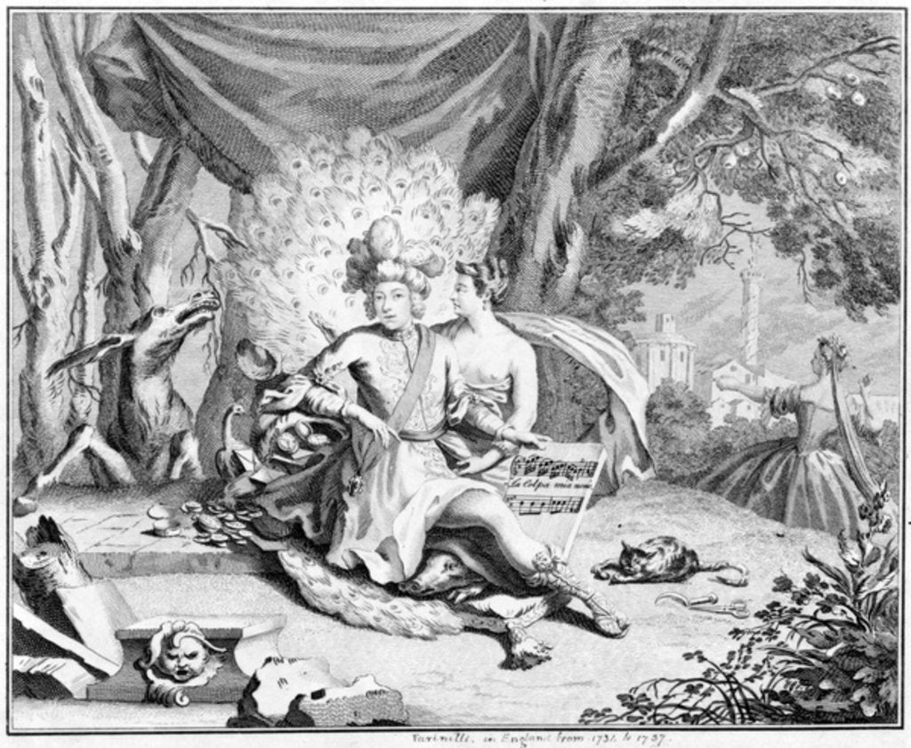 Detail of Satire on a castrato singer, 1730-40 by Hubert Francois Gravelot