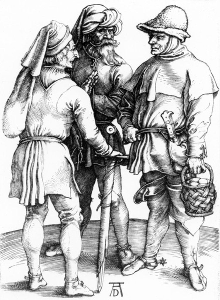 Detail of Three Peasants in Converation, c.1497 by Albrecht Dürer or Duerer