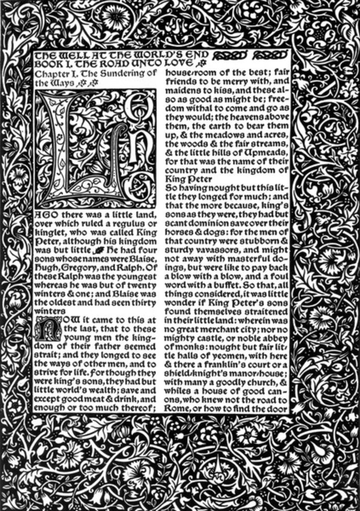 Detail of Front Page of Chapter I, taken from The Well at World's End by William Morris, 1896 by William Morris