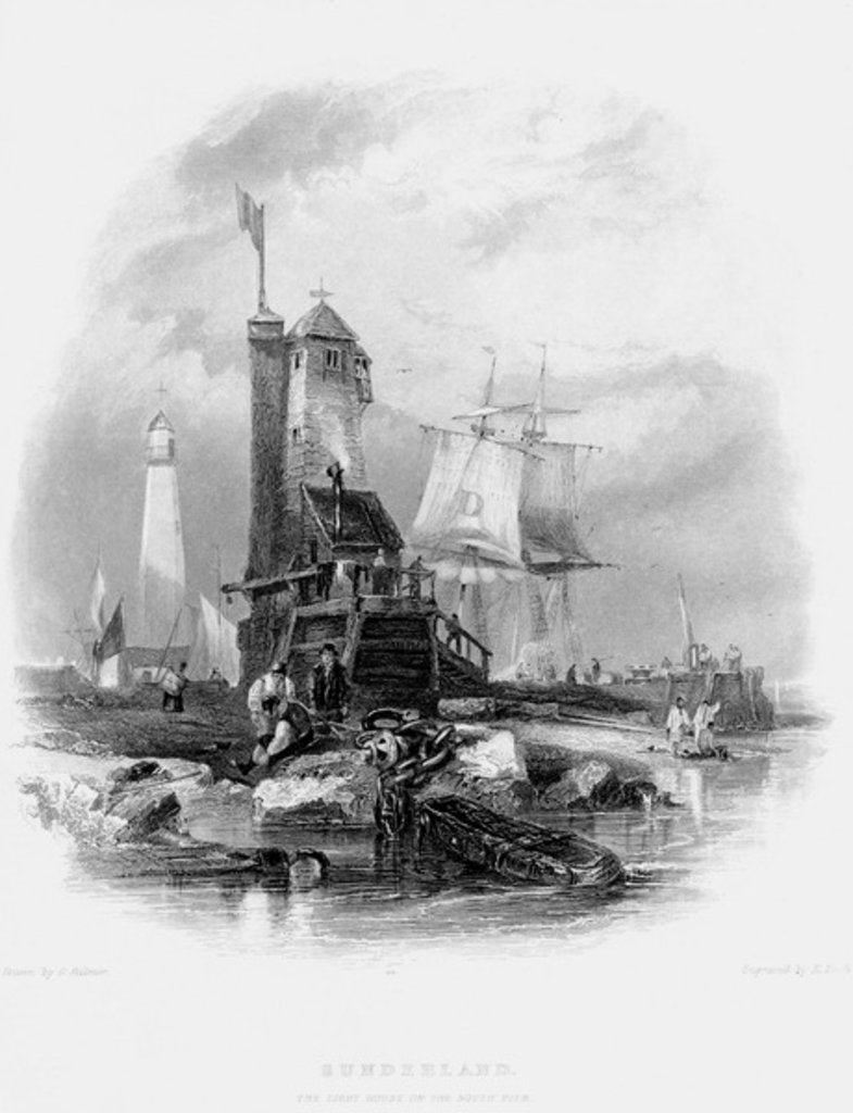 Detail of Sunderland Lighthouse on the South Pier, 1841 by George Balmer