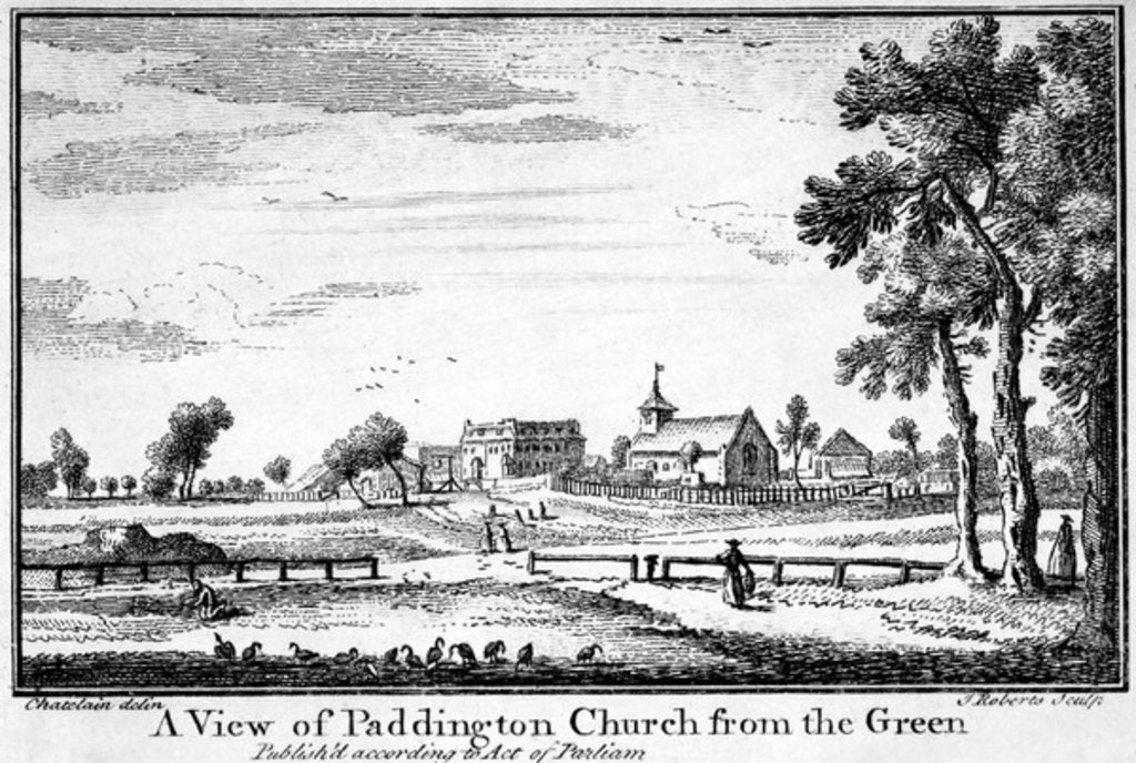 Detail of A View of Paddington Church from the Green, c.1750 by Jean Baptiste Claude (after) Chatelain