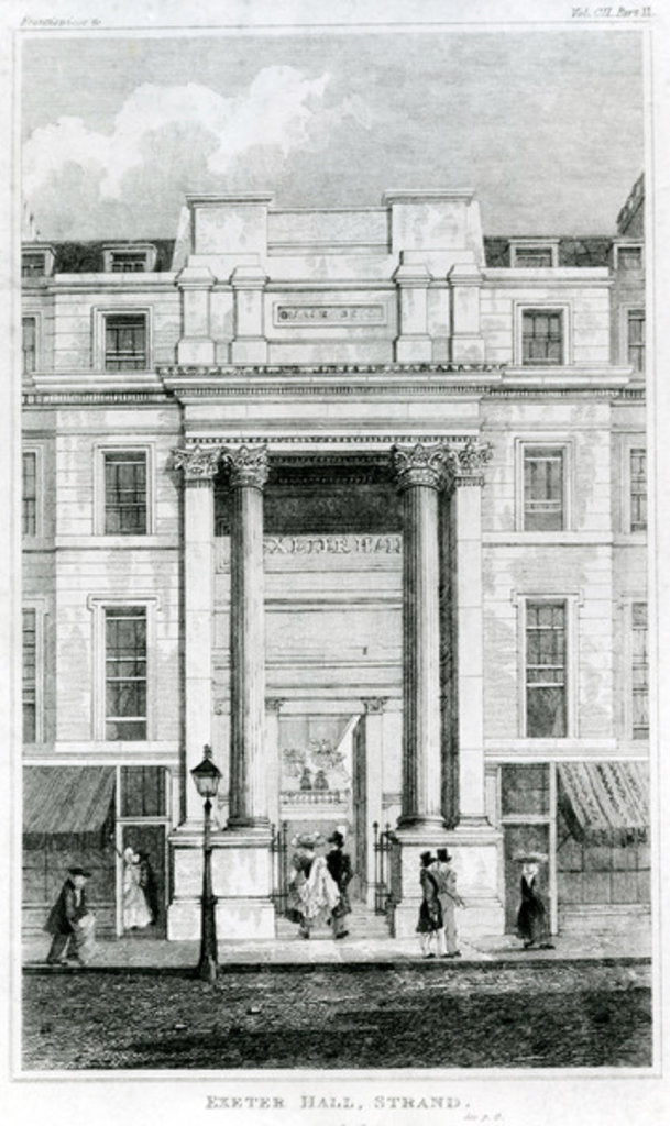 Detail of Exeter Hall, Strand, London from Gentleman's Magazine by English School