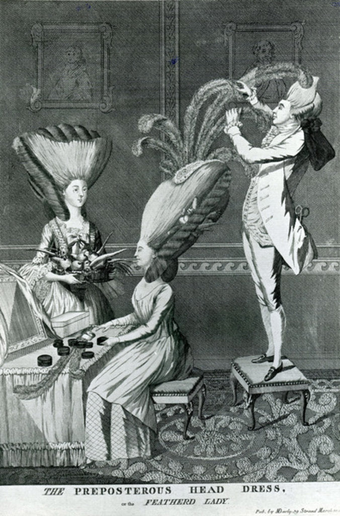 Detail of The Preposterous Head Dress, or the Featherd Lady, 1776 by Matthew or Matthias Darly