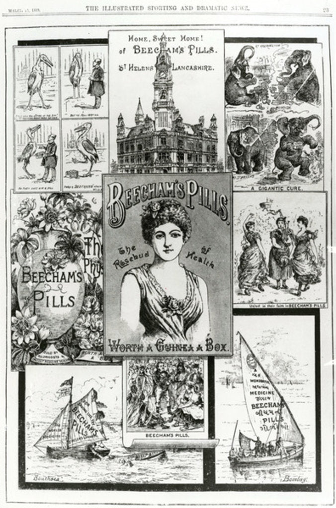 Detail of Advertisement for Beecham's Pills, the Rosebud of Health, 1890 by English School