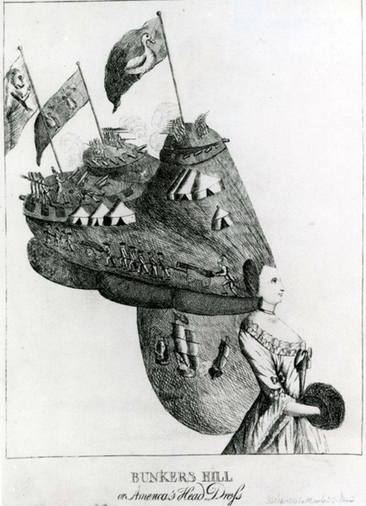 Detail of Bunkers Hill, or America's Head Dress, 1776 by English School