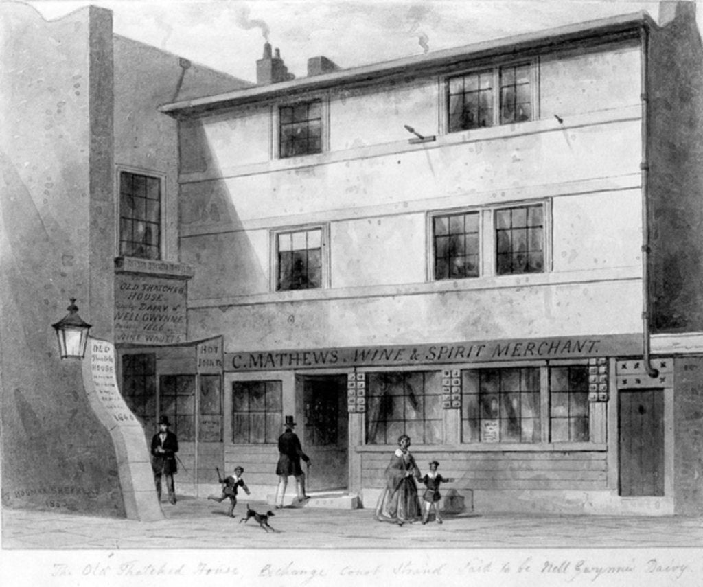 Detail of View of Old Thatched House, Exchange Court , 1853 by English School
