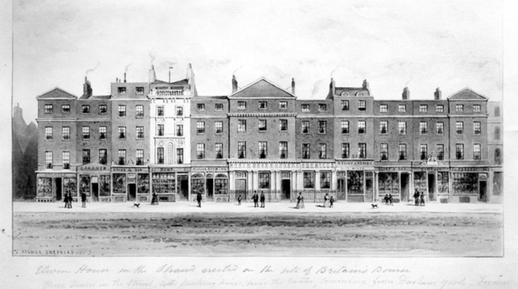 Detail of View of Eleven Houses erected on the site of the old Bourse on the Strand, 1853 by English School