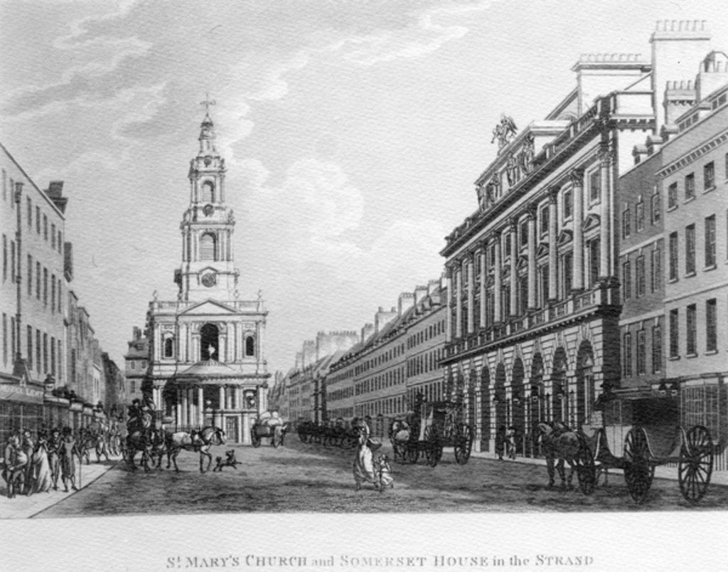 Detail of St. Mary's Church and Somerset House in the Strand, 1796 by English School