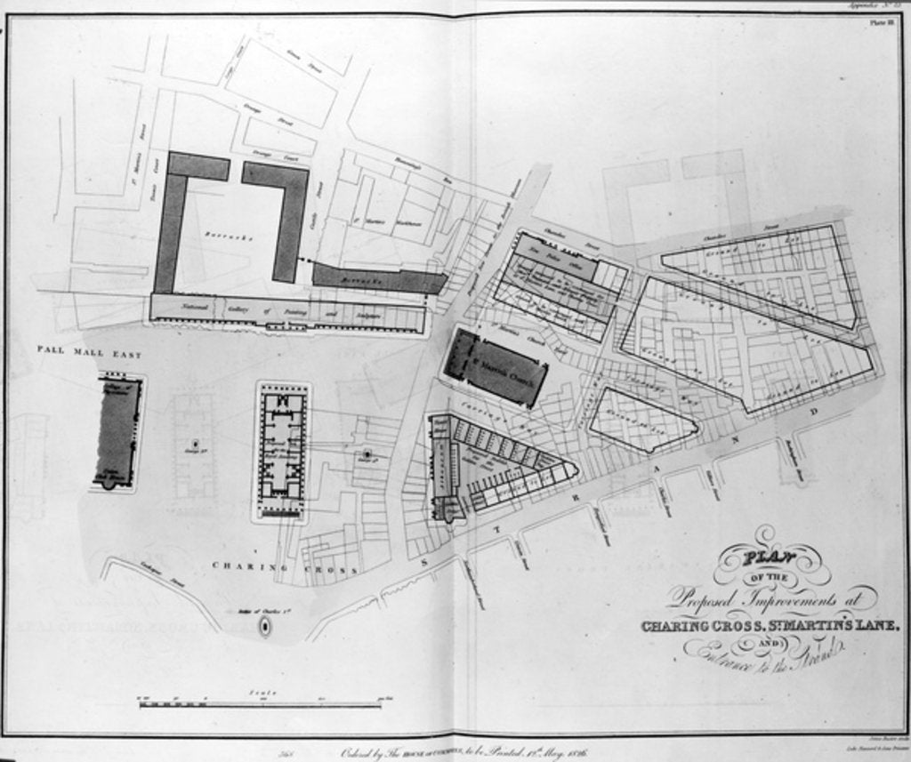 Detail of Plan of the Proposed Improvements at Charing Cross, St. Martin's Lane and Entrance to the Strand, engarved by James Basire, 1826 by English School