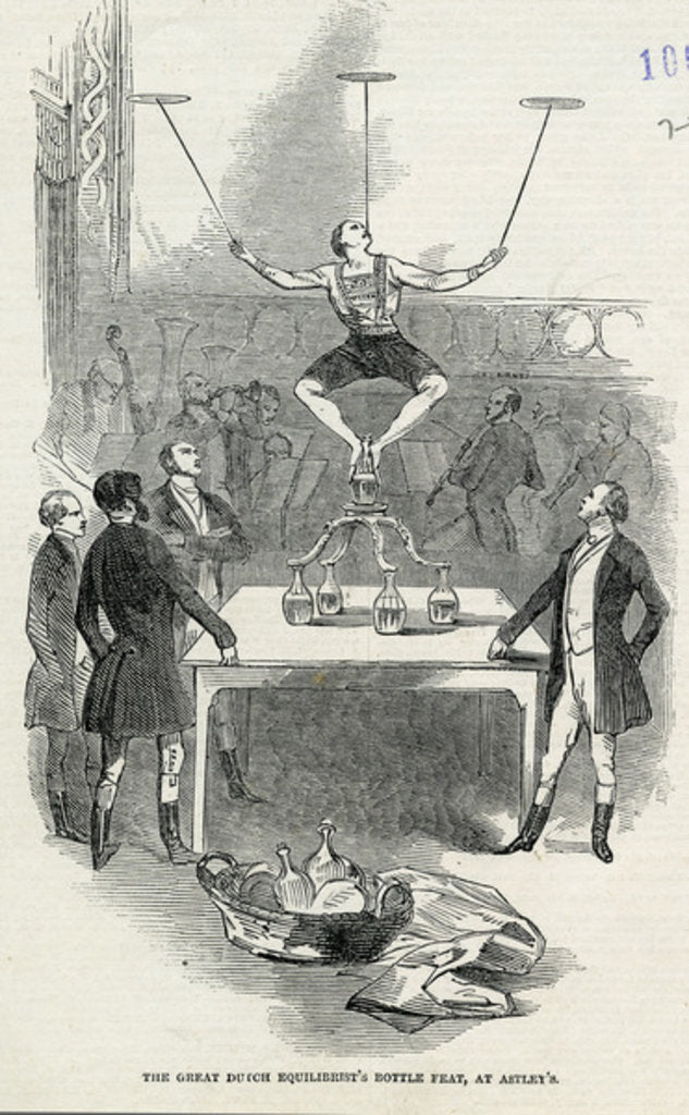 Detail of The Great Dutch Equilibrist's Bottle Feat at Astley's by English School