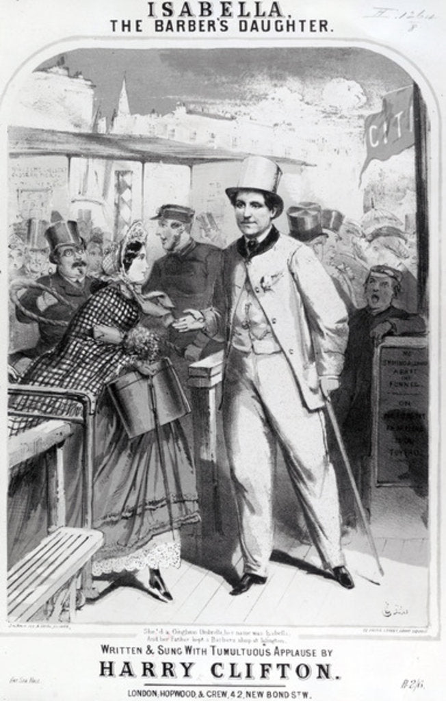 Detail of Isabella the Barber's Daughter, advert for the music of Harry Clifton, 1865 by English School