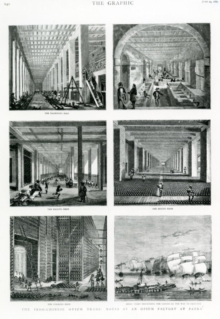Detail of The Indo-Chinese Opium Trade: Notes at an Opium Factory at Patna, taken from 'The Graphic', 1882 by English School