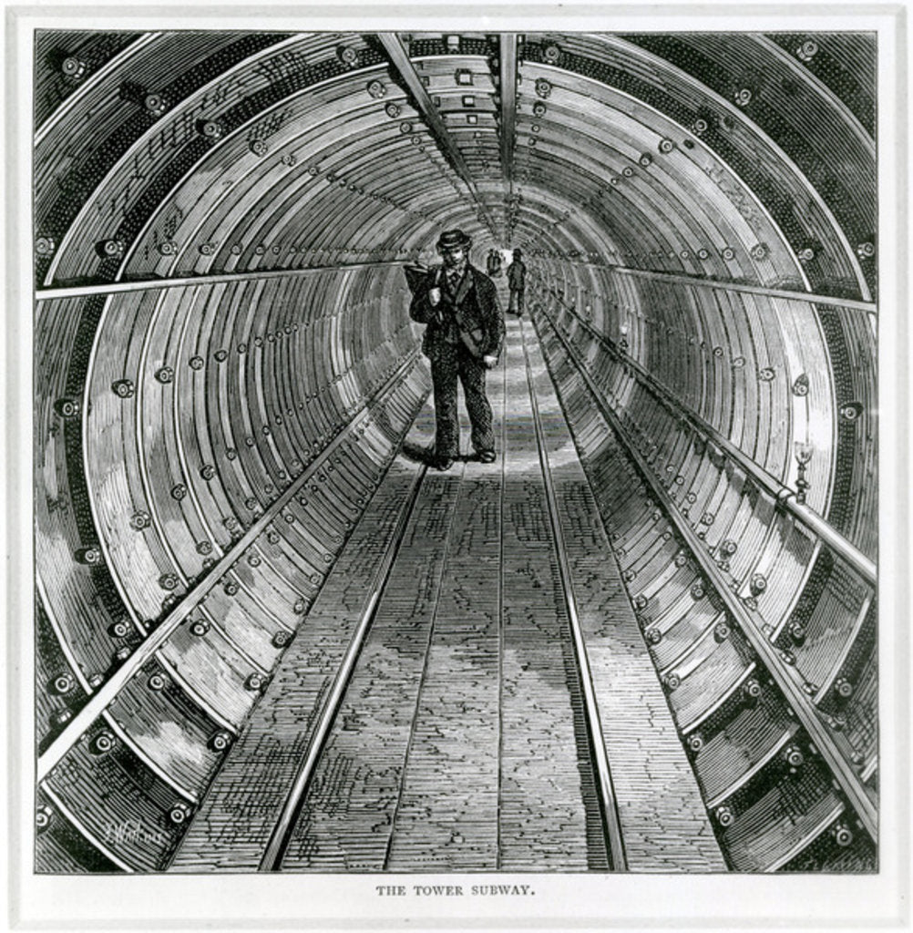 Detail of The Tower Subway, 1870 by (after) English School