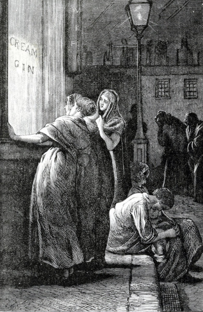 Detail of Women and Gin Drinking, 19th Century by English School