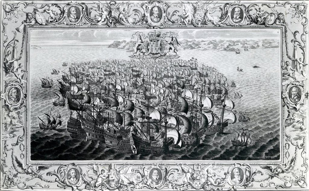 Detail of The Spanish Armada, published by John Pine, 1739 by English School