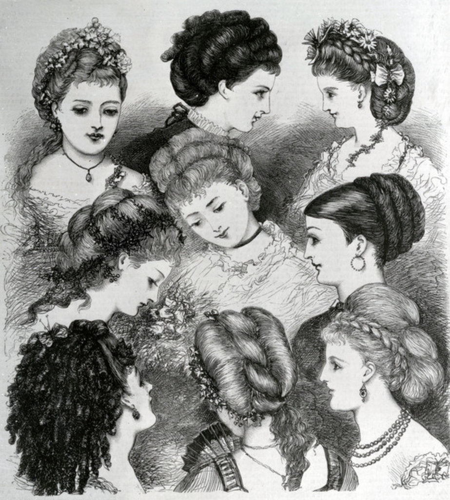 Detail of The Present Fashions in Hair, 1870 by English School