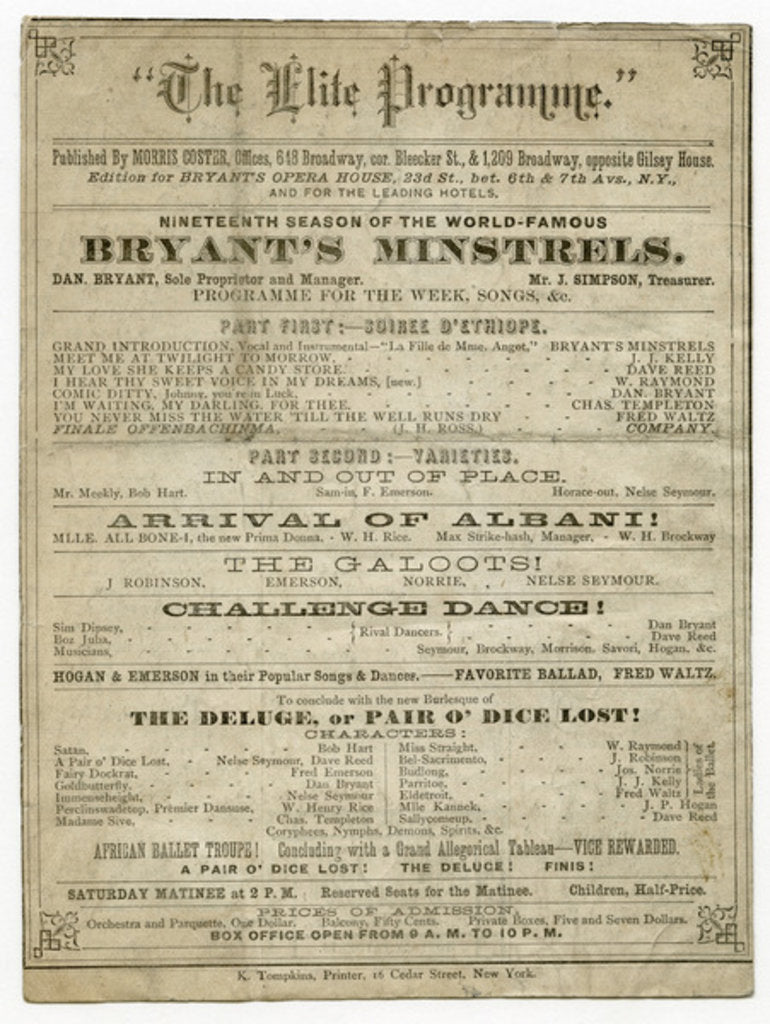 Detail of The Elite Programme for Bryant's Opera House by American School