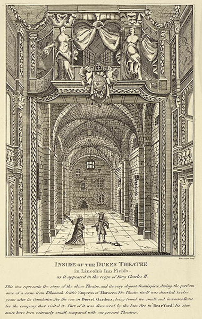 Detail of Inside of the Dukes Theatre in Lincoln's Inn Fields as it appeared in the reign of King Charles II by English School