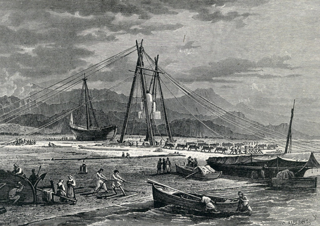 Detail of Embarkation of a Block of Marble: Avenza, 19th Century by English School