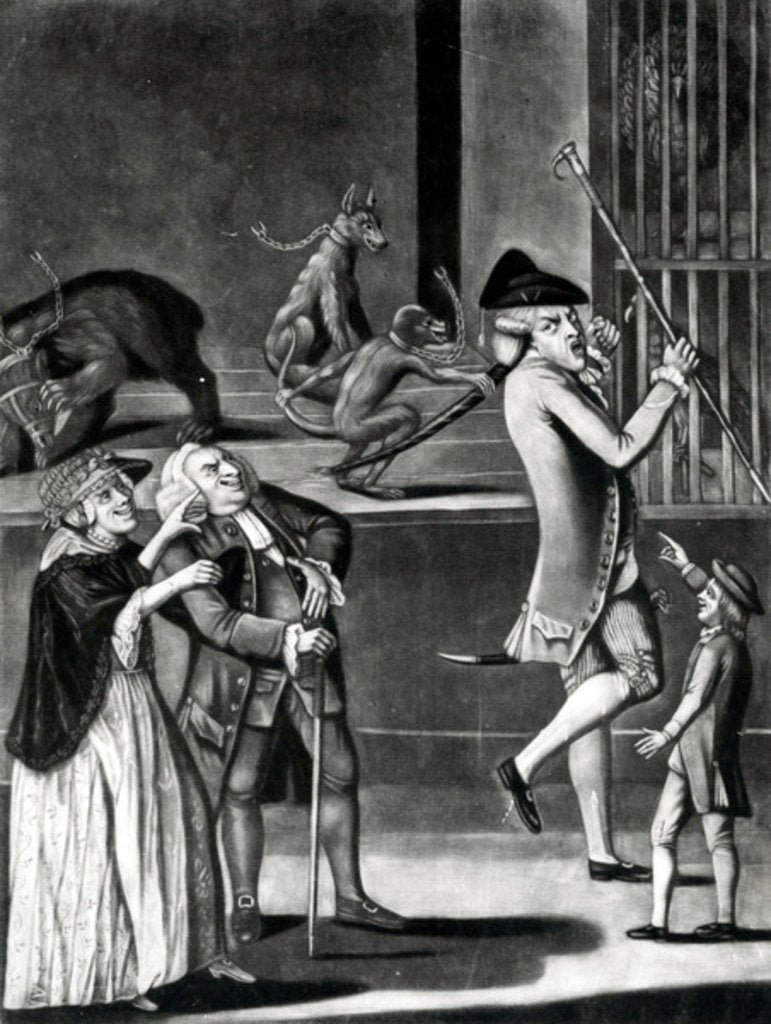 Detail of An Exhibition of Wild Beasts or the Macaroni in distress, 1774 by English School