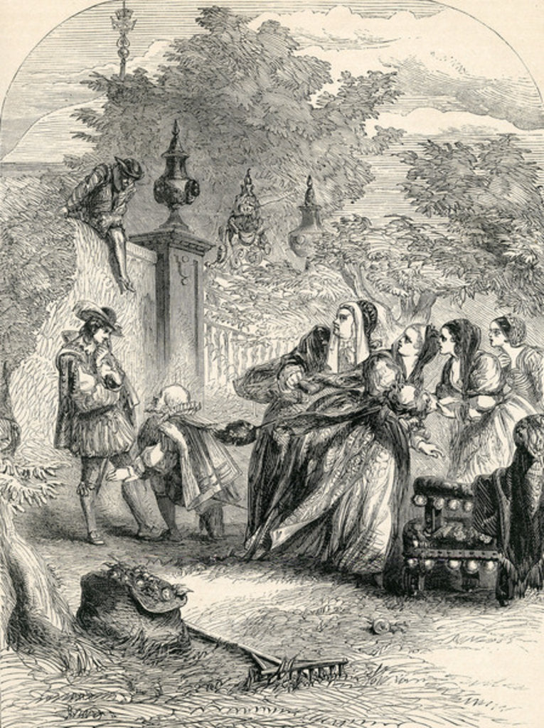 Detail of Prince Charles surprising the Infanta in Orchard, 19th Century by English School